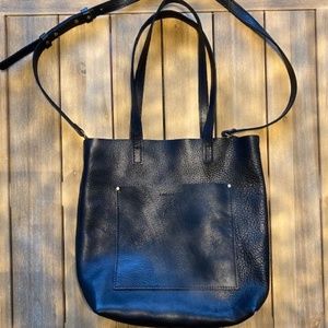 Portland Leather Group PLG - New Pebbled Black Classic Crossbody Tote